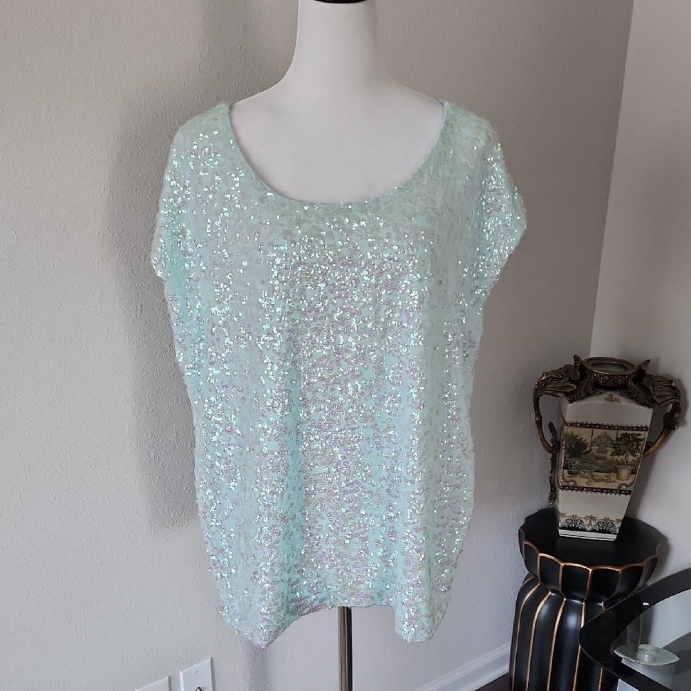 Worthington Sparkly Light Mint Top